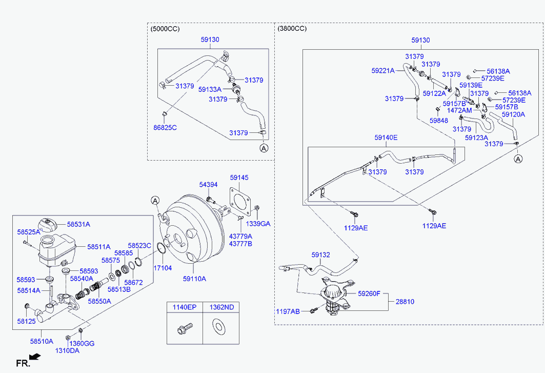 Главный тормозной цилиндр с бачком для Хендай Экус 2009-2013
