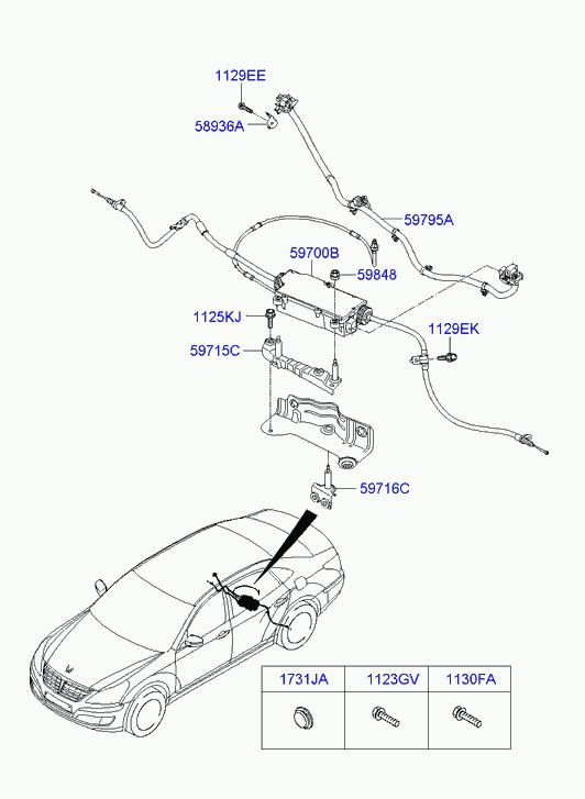 Рычаг стояночного, ручного тормоза для Хендай Экус 2009-2013