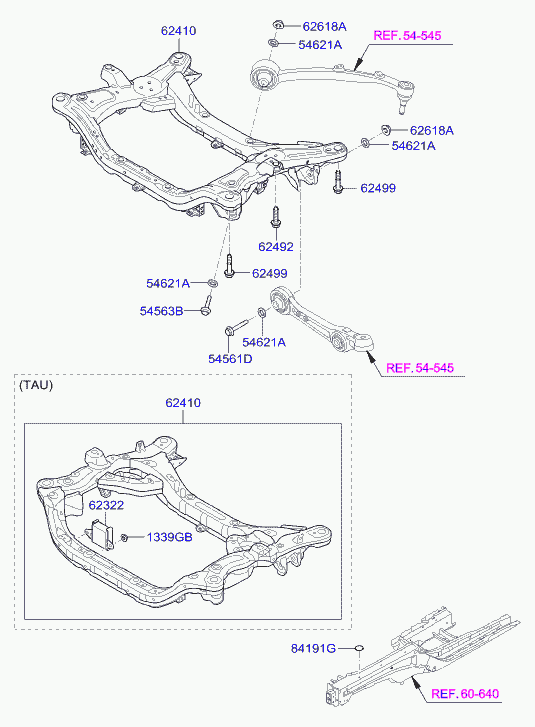 Подрамник передний для Хендай Экус 2009-2013