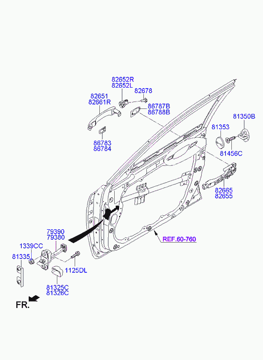 Ручка передней правой двери для Хендай Экус 2009-2013