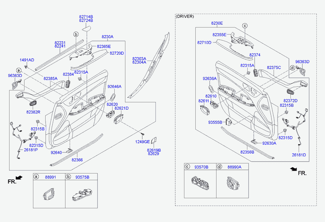Панель отделки передней правой двери для Хендай Экус 2009-2013
