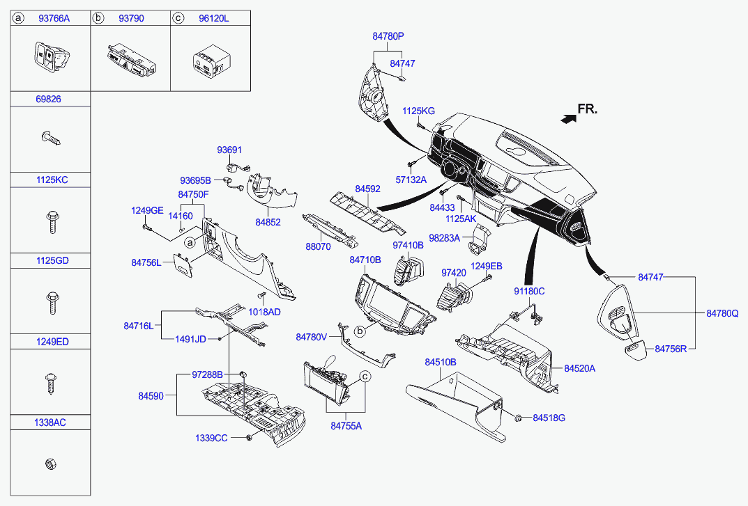 Перчаточный ящик, бардачок для Хендай Экус 2009-2013