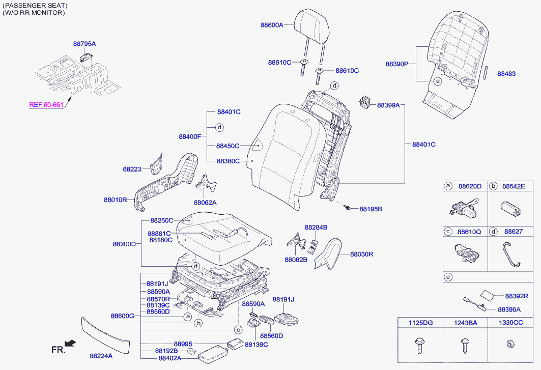 Спинка переднего сиденья пассажира для Хендай Экус 2009-2013
