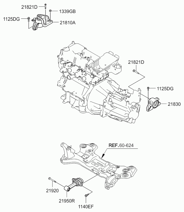 Подушка двигателя задняя для Киа Пиканто 2007-2011