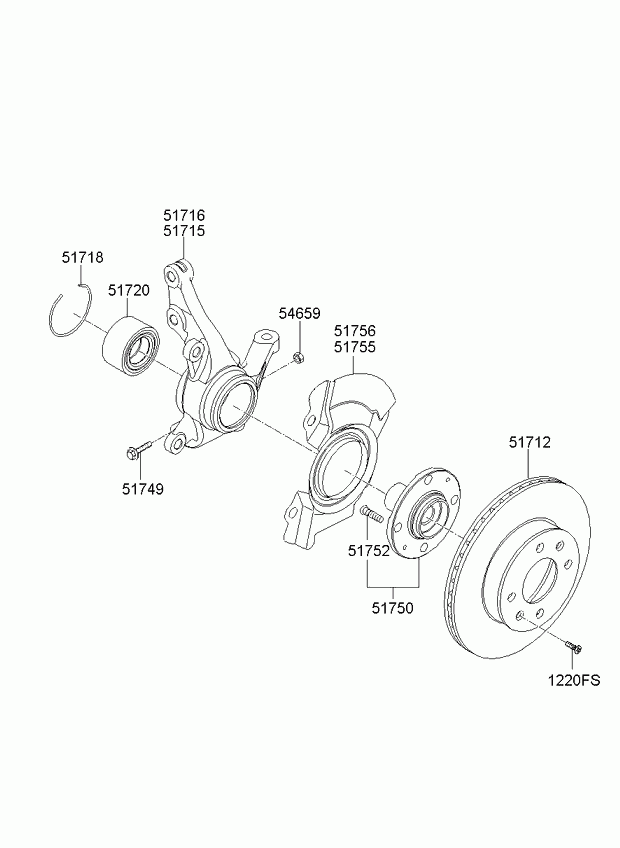 Ступица передняя левая для Киа Пиканто 2007-2011