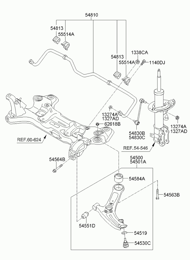 Стабилизатор передний для Киа Пиканто 2007-2011
