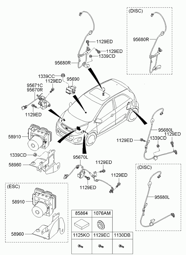 Датчик АБС задний левый для Киа Пиканто 2007-2011