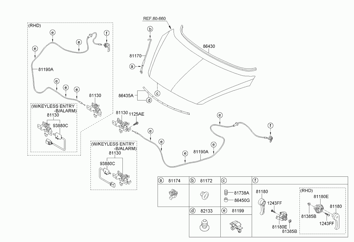 Замок капота для Киа Пиканто 2007-2011