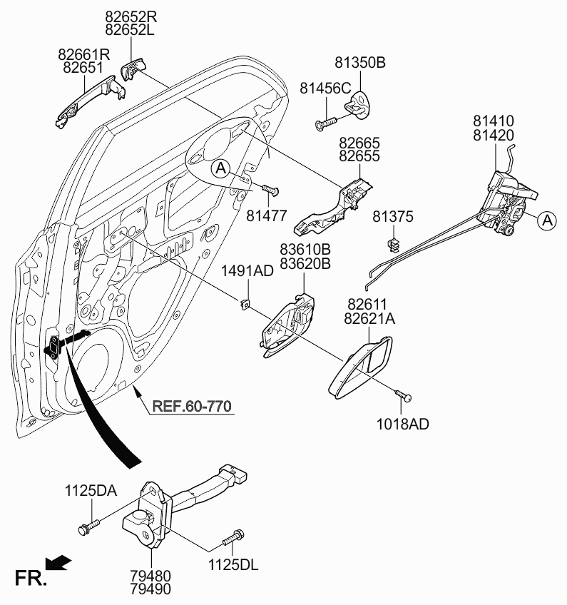 Замок задней правой двери для Киа Пиканто 2007-2011