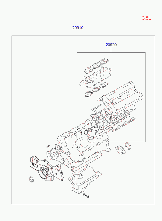 Комплект прокладок для двигателя для Хендай Терракан 2001-2004