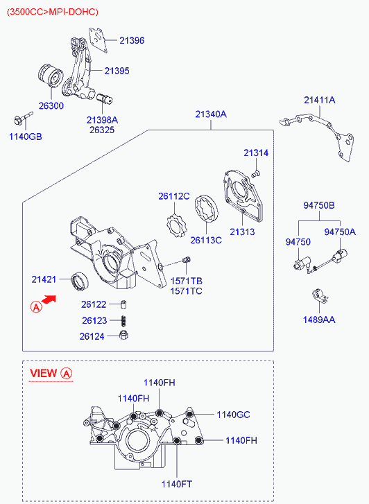 Корпус масляного фильтра для Хендай Терракан 2001-2004