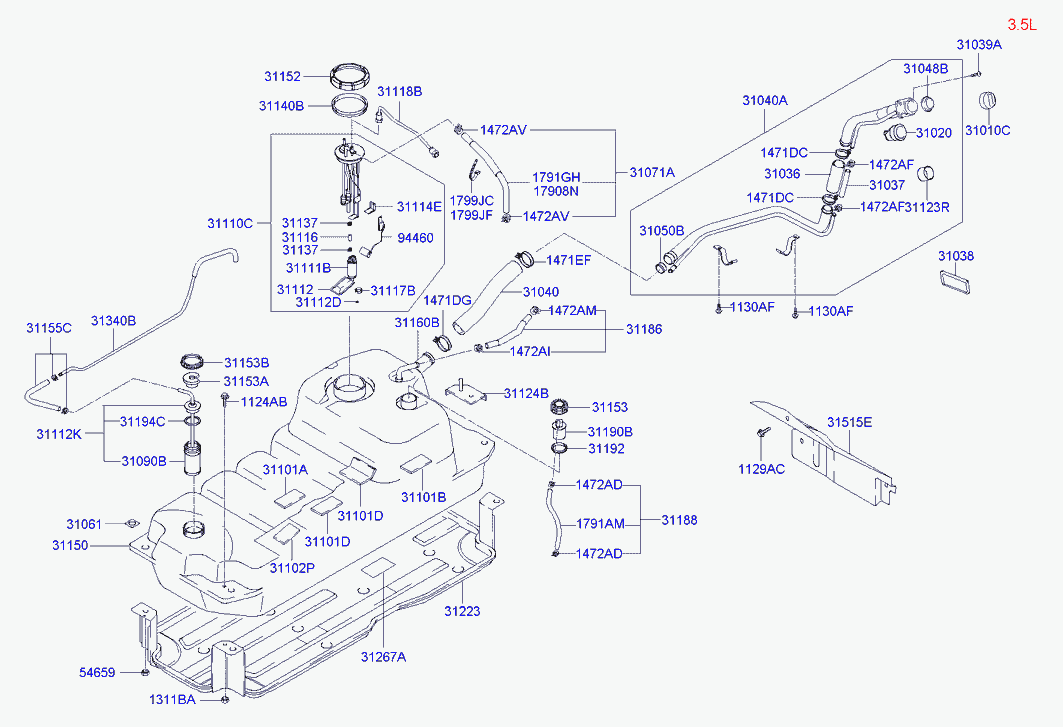 Бак топливный для Хендай Терракан 2001-2004