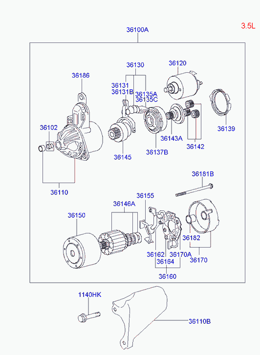 Стартер в сборе для Хендай Терракан 2001-2004