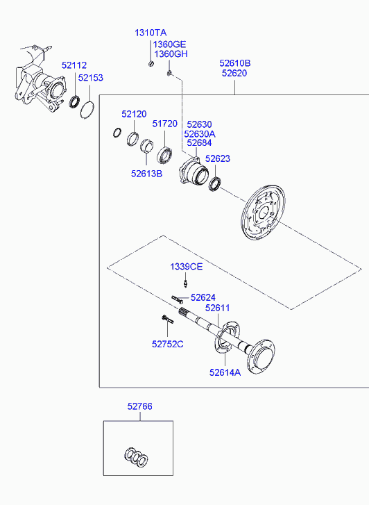 Полуось задняя для Хендай Терракан 2001-2004
