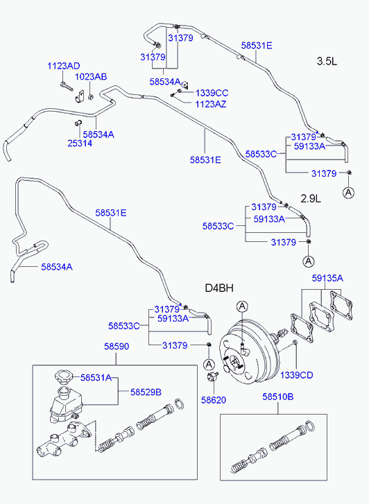 Главный тормозной цилиндр с бачком для Хендай Терракан 2001-2004