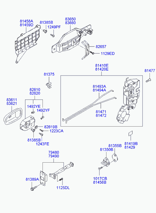 Ручка задней правой двери для Хендай Терракан 2001-2004