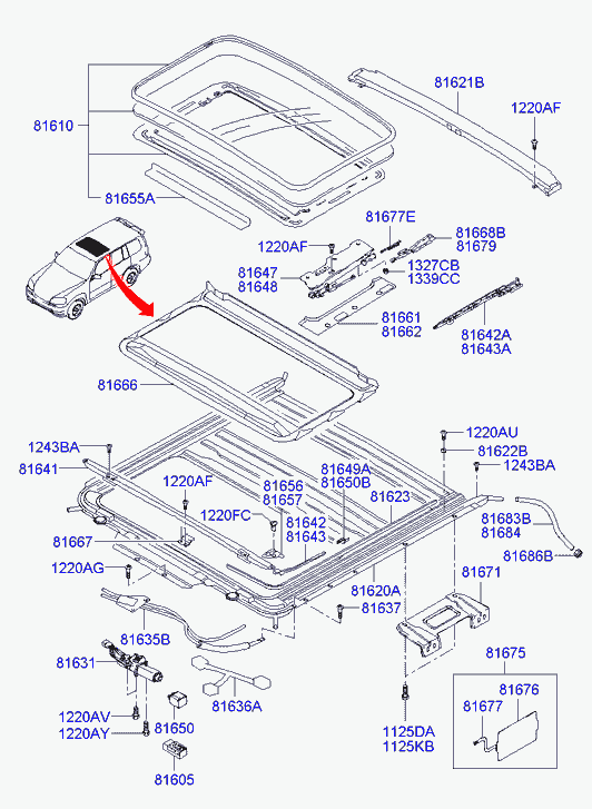 Люк на крыше для Хендай Терракан 2001-2004