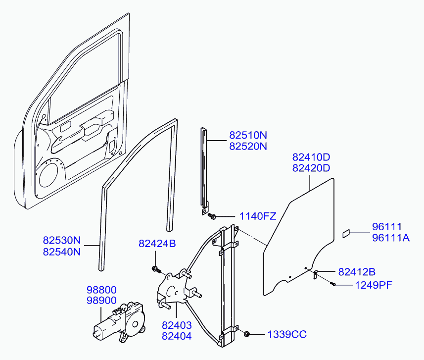 Мотор стеклоподъемника переднего правого для Хендай Терракан 2001-2004