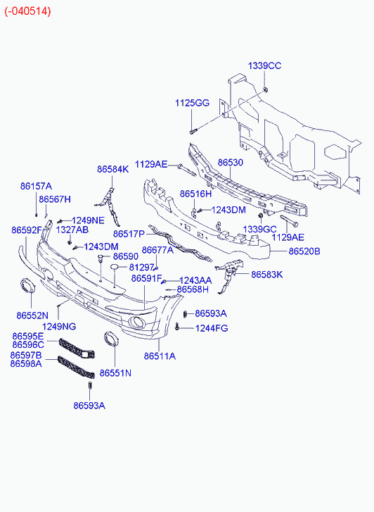 Усилитель переднего бампера для Хендай Терракан 2001-2004