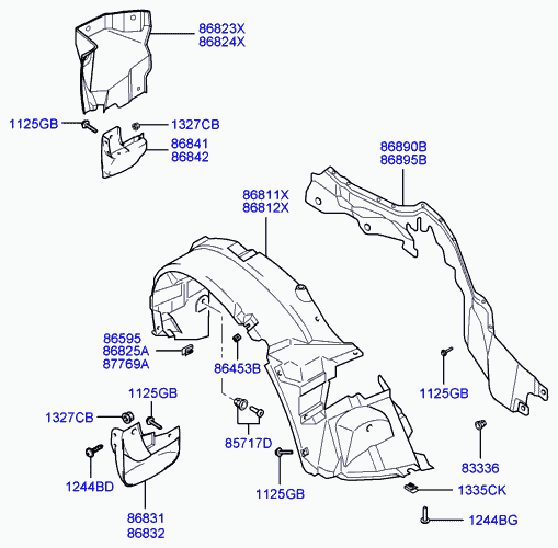 Подкрылок передний правый для Хендай Терракан 2001-2004