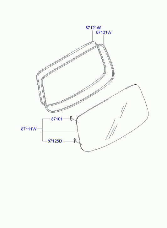 Стекло заднее для Хендай Терракан 2001-2004