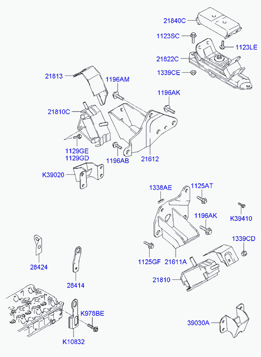 Подушка двигателя правая для Хендай Терракан 2004-2007