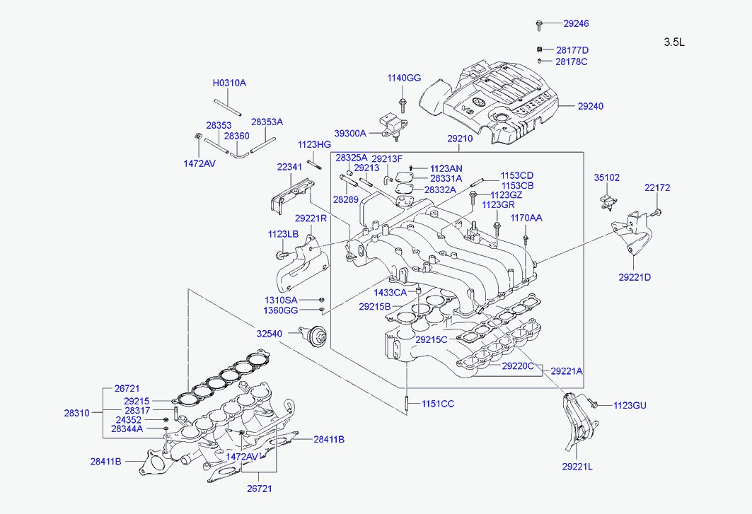 Коллектор впускной для Хендай Терракан 2004-2007