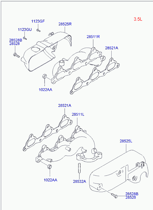 Коллектор выпускной для Хендай Терракан 2004-2007