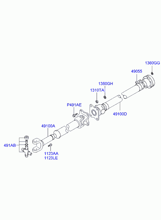 Карданный вал для Хендай Терракан 2004-2007