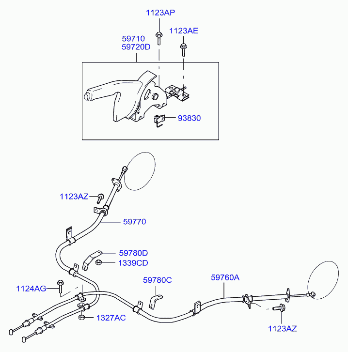 Трос правый стояночного, ручного тормоза для Хендай Терракан 2004-2007