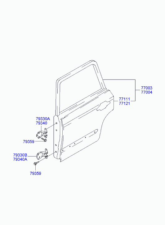 Дверь задняя правая для Хендай Терракан 2004-2007