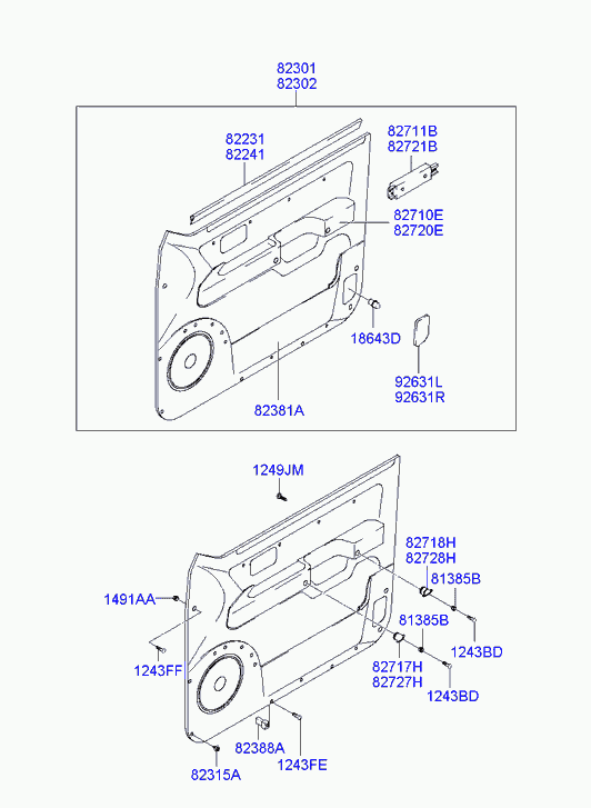 Панель отделки передней левой двери для Хендай Терракан 2004-2007