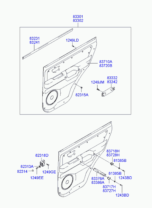 Панель отделки задней левой двери для Хендай Терракан 2004-2007