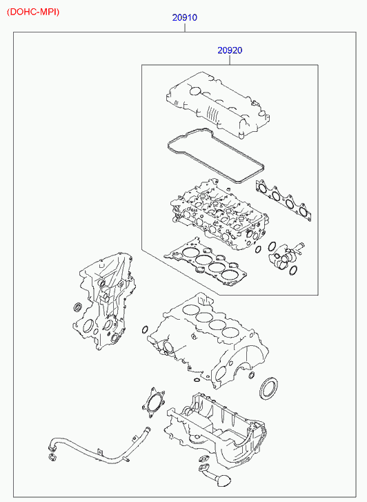 Комплект прокладок для двигателя для Хендай Велостер 2011-2015