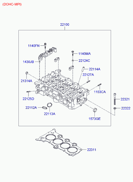 Головка блока цилиндров в сборе для Хендай Велостер 2011-2015