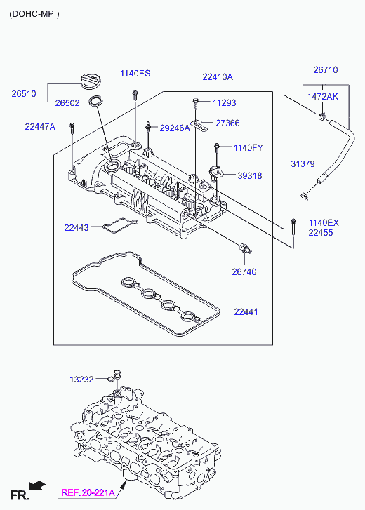 Клапанная крышка для Хендай Велостер 2011-2015