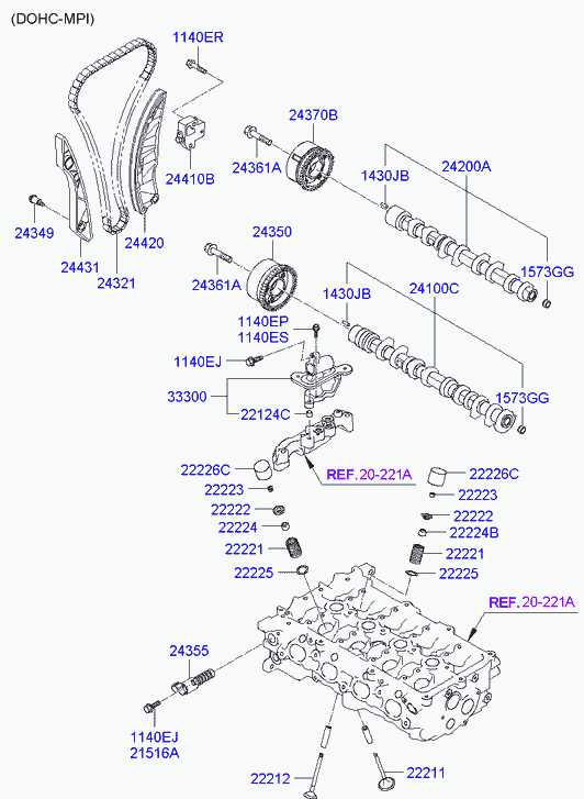 Выпускной распредвал для Хендай Велостер 2011-2015
