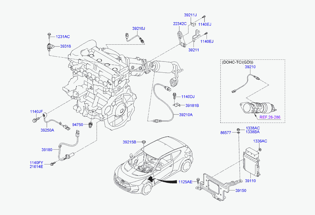 Датчик кислородный для Хендай Велостер 2011-2015