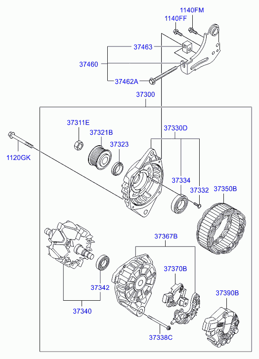Генератор в сборе для Хендай Велостер 2011-2015