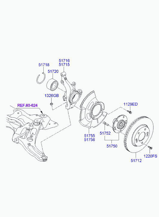 Подшипник ступицы передней для Хендай Велостер 2011-2015