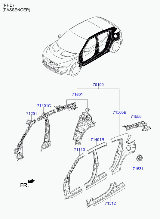 Порог левый для Хендай Велостер 2011-2015