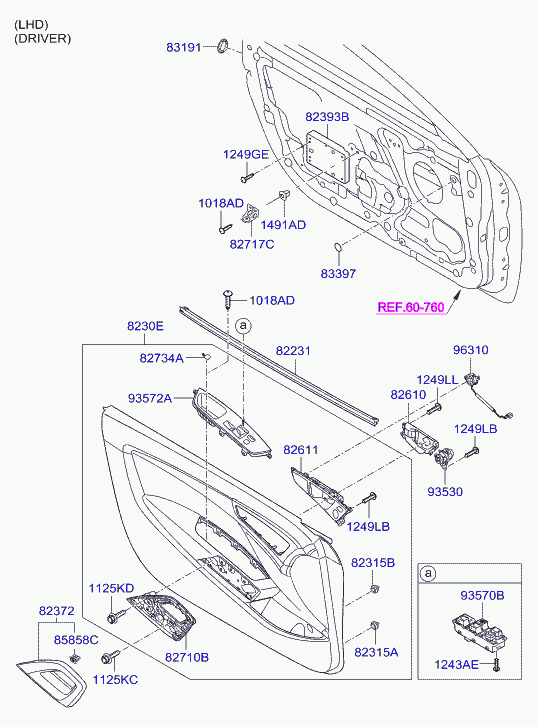 Панель отделки передней левой двери для Хендай Велостер 2011-2015