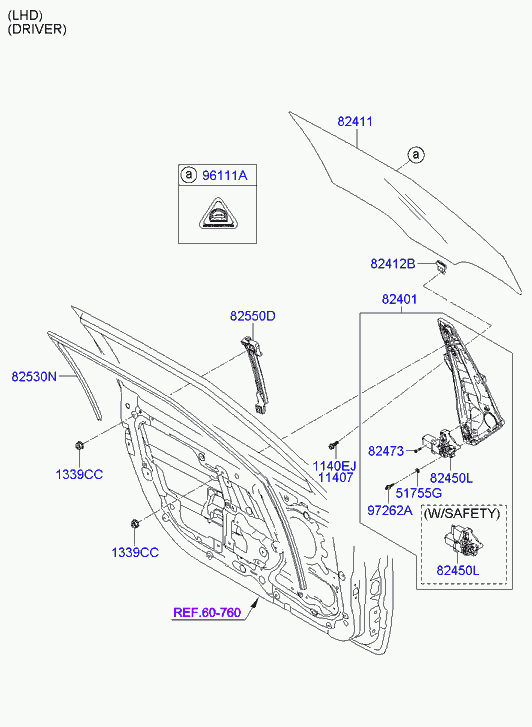 Стекло передней левой двери для Хендай Велостер 2011-2015
