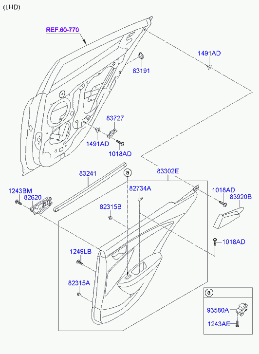 Панель отделки задней правой двери для Хендай Велостер 2011-2015