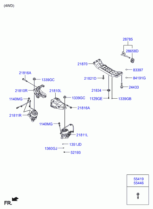 Подушка двигателя задняя для Хендай Генезис 2013-2016