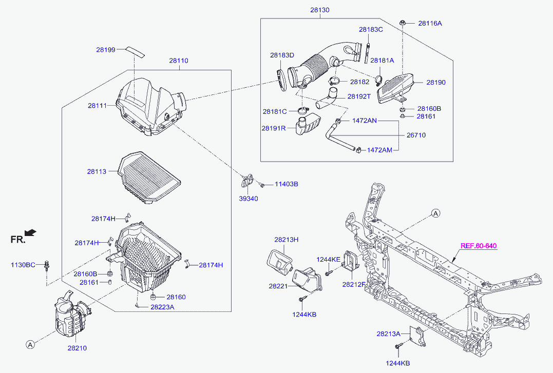 Фильтр воздушный-моторный для Хендай Генезис 2013-2016
