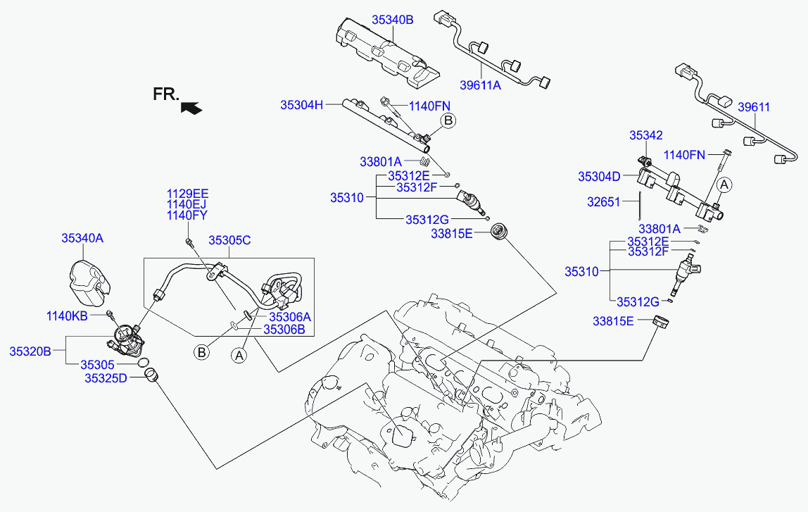 Топливная рампа для Хендай Генезис 2013-2016
