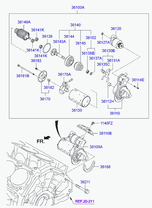 Стартер в сборе для Хендай Генезис 2013-2016