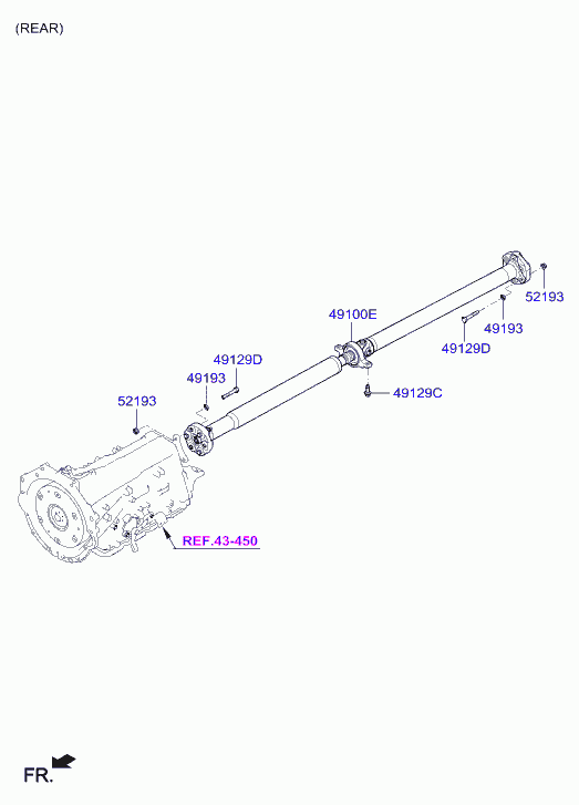 Карданный вал для Хендай Генезис 2013-2016