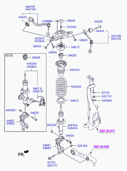 Стойка передняя левая для Хендай Генезис 2013-2016